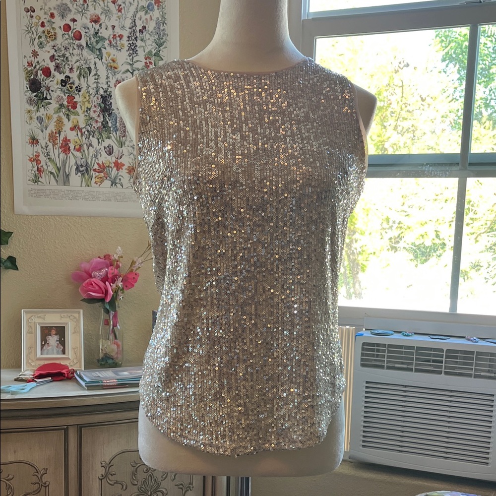 Tahari Champagne Sequin Sleeveless Camisole